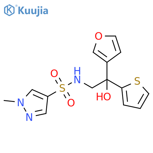 N-2-(furan-3-yl)-2-hydroxy-2-(thiophen-2-yl)ethyl-1-methyl-1H-pyrazole-4-sulfonamide structure