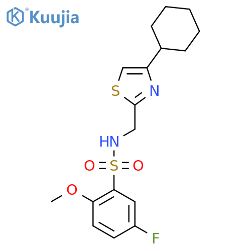 N-(4-cyclohexyl-1,3-thiazol-2-yl)methyl-5-fluoro-2-methoxybenzene-1-sulfonamide structure