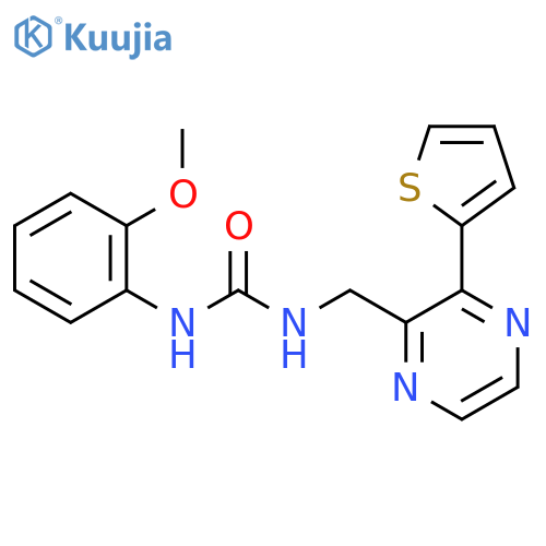 1-(2-methoxyphenyl)-3-{3-(thiophen-2-yl)pyrazin-2-ylmethyl}urea structure