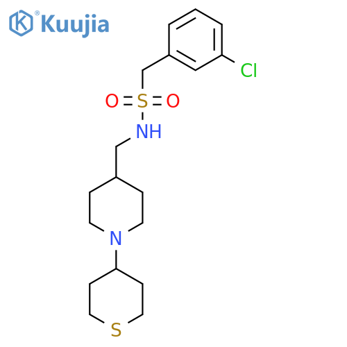 1-(3-chlorophenyl)-N-((1-(tetrahydro-2H-thiopyran-4-yl)piperidin-4-yl)methyl)methanesulfonamide structure