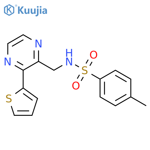 4-methyl-N-{3-(thiophen-2-yl)pyrazin-2-ylmethyl}benzene-1-sulfonamide structure