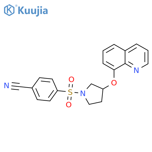 4-((3-(Quinolin-8-yloxy)pyrrolidin-1-yl)sulfonyl)benzonitrile structure
