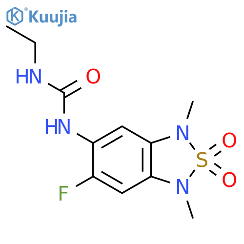 3-ethyl-1-(6-fluoro-1,3-dimethyl-2,2-dioxo-1,3-dihydro-2lambda6,1,3-benzothiadiazol-5-yl)urea structure