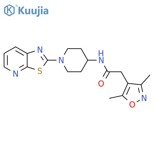 2-(3,5-dimethyl-1,2-oxazol-4-yl)-N-(1-{1,3thiazolo5,4-bpyridin-2-yl}piperidin-4-yl)acetamide structure