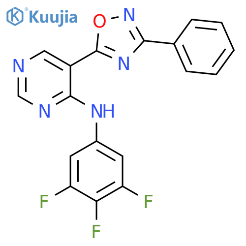 5-(3-phenyl-1,2,4-oxadiazol-5-yl)-N-(3,4,5-trifluorophenyl)pyrimidin-4-amine structure