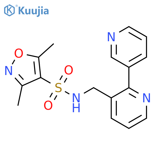 N-({[2,3'-bipyridine]-3-yl}methyl)-3,5-dimethyl-1,2-oxazole-4-sulfonamide structure
