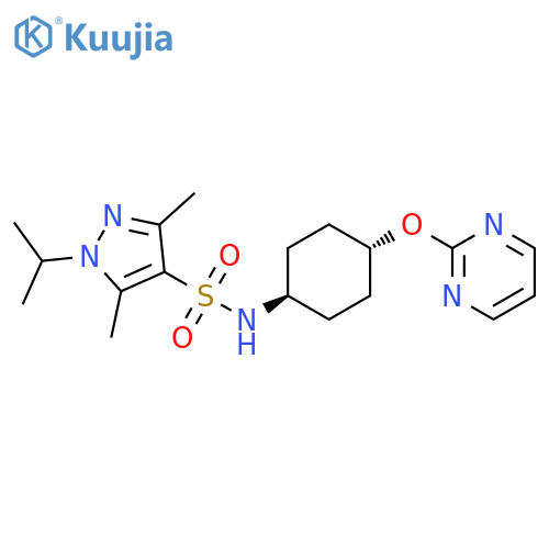 3,5-dimethyl-1-(propan-2-yl)-N-[(1r,4r)-4-(pyrimidin-2-yloxy)cyclohexyl]-1H-pyrazole-4-sulfonamide structure