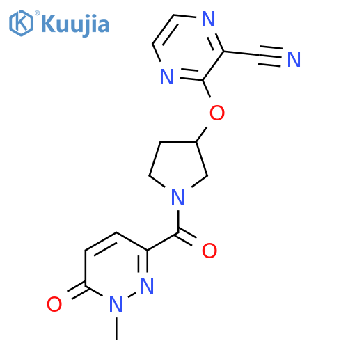 3-{[1-(1-methyl-6-oxo-1,6-dihydropyridazine-3-carbonyl)pyrrolidin-3-yl]oxy}pyrazine-2-carbonitrile structure