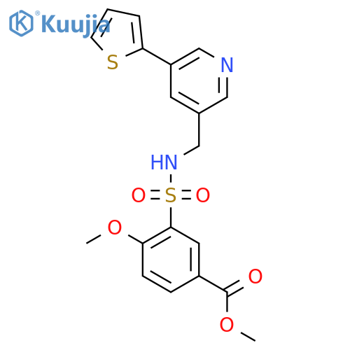 methyl 4-methoxy-3-({[5-(thiophen-2-yl)pyridin-3-yl]methyl}sulfamoyl)benzoate structure