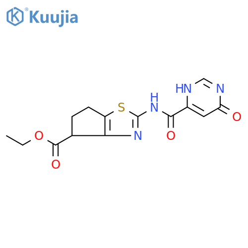 ethyl 2-(6-hydroxypyrimidine-4-amido)-4H,5H,6H-cyclopenta[d][1,3]thiazole-4-carboxylate structure