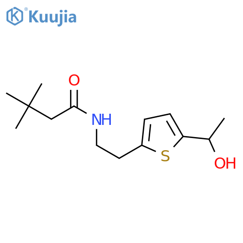 N-{2-[5-(1-hydroxyethyl)thiophen-2-yl]ethyl}-3,3-dimethylbutanamide structure