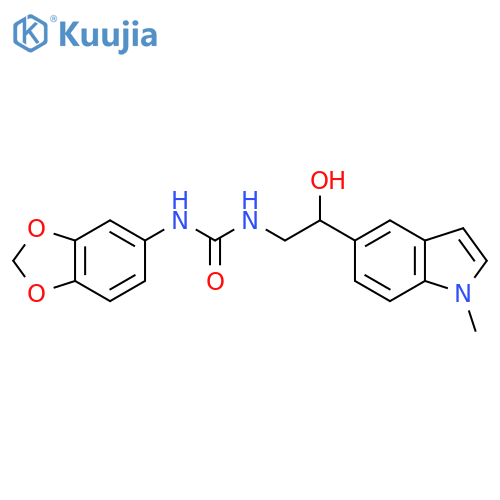 1-(2H-1,3-benzodioxol-5-yl)-3-[2-hydroxy-2-(1-methyl-1H-indol-5-yl)ethyl]urea structure