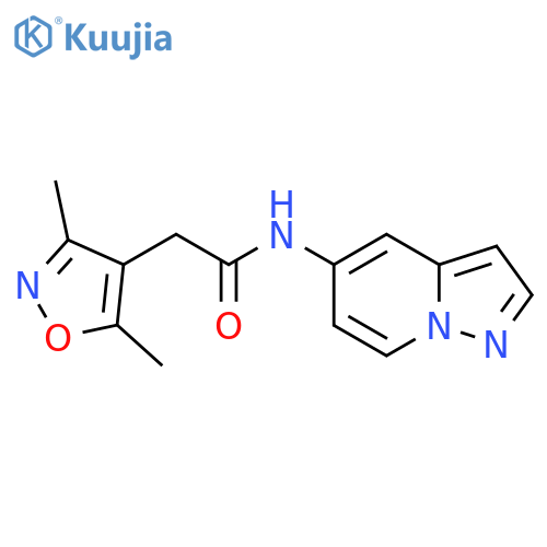 2-(3,5-dimethyl-1,2-oxazol-4-yl)-N-{pyrazolo[1,5-a]pyridin-5-yl}acetamide structure