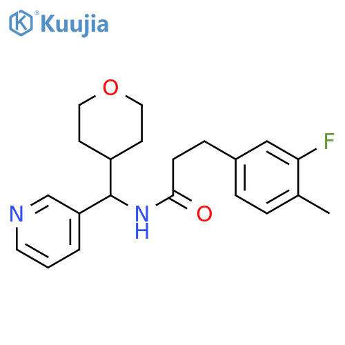 3-(3-fluoro-4-methylphenyl)-N-[(oxan-4-yl)(pyridin-3-yl)methyl]propanamide structure