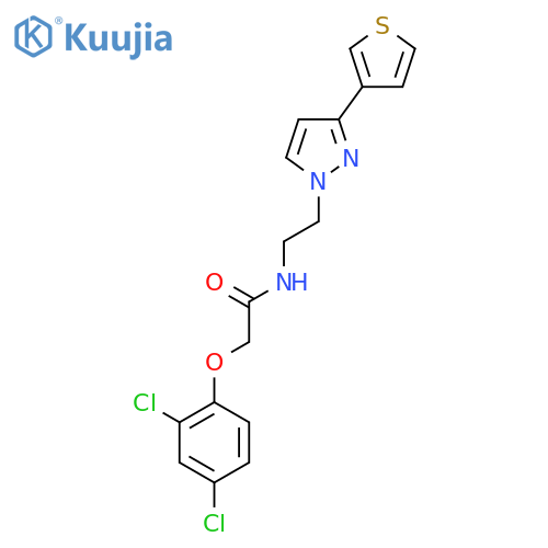 2-(2,4-dichlorophenoxy)-N-{2-[3-(thiophen-3-yl)-1H-pyrazol-1-yl]ethyl}acetamide structure
