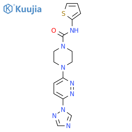 4-(6-(1H-1,2,4-triazol-1-yl)pyridazin-3-yl)-N-(thiophen-2-yl)piperazine-1-carboxamide structure
