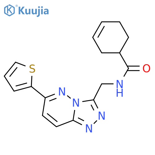 N-{[6-(thiophen-2-yl)-[1,2,4]triazolo[4,3-b]pyridazin-3-yl]methyl}cyclohex-3-ene-1-carboxamide structure