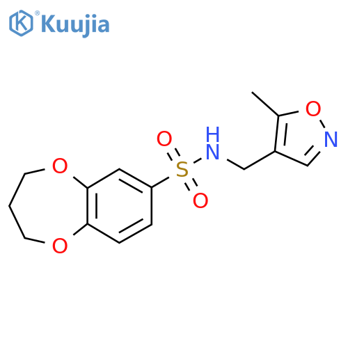 N-[(5-methyl-1,2-oxazol-4-yl)methyl]-3,4-dihydro-2H-1,5-benzodioxepine-7-sulfonamide structure
