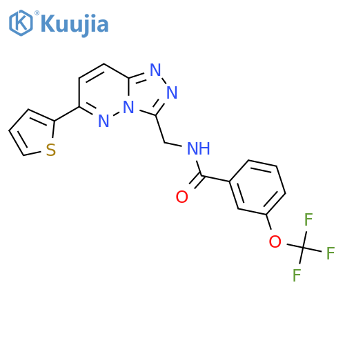 N-{[6-(thiophen-2-yl)-[1,2,4]triazolo[4,3-b]pyridazin-3-yl]methyl}-3-(trifluoromethoxy)benzamide structure