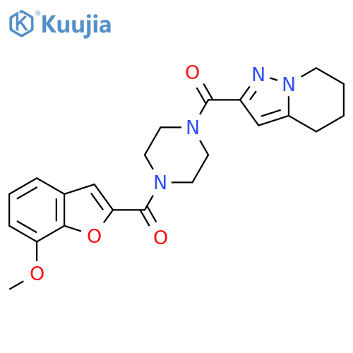 1-(7-methoxy-1-benzofuran-2-carbonyl)-4-{4H,5H,6H,7H-pyrazolo[1,5-a]pyridine-2-carbonyl}piperazine structure