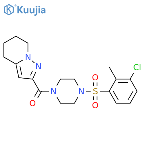 1-(3-chloro-2-methylbenzenesulfonyl)-4-{4H,5H,6H,7H-pyrazolo[1,5-a]pyridine-2-carbonyl}piperazine structure