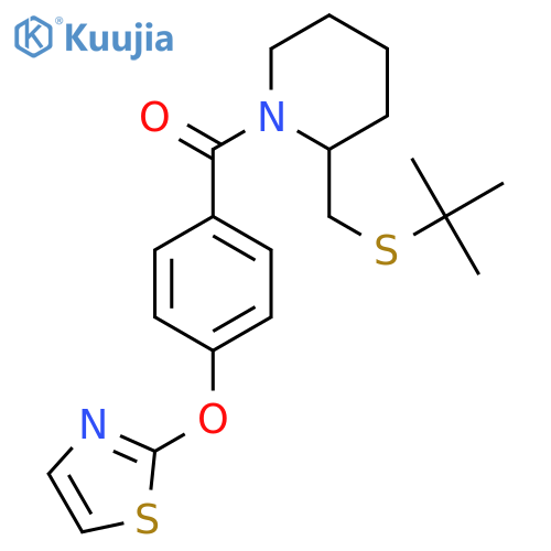 2-[(tert-butylsulfanyl)methyl]-1-[4-(1,3-thiazol-2-yloxy)benzoyl]piperidine structure