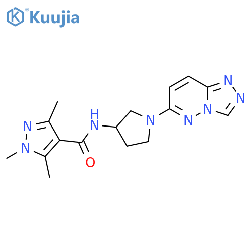 1,3,5-trimethyl-N-(1-{1,2,4triazolo4,3-bpyridazin-6-yl}pyrrolidin-3-yl)-1H-pyrazole-4-carboxamide structure