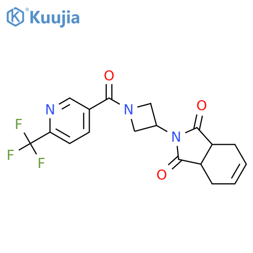 2-[1-[6-(trifluoromethyl)pyridine-3-carbonyl]azetidin-3-yl]-3a,4,7,7a-tetrahydroisoindole-1,3-dione structure