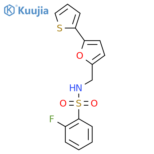 2-fluoro-N-{5-(thiophen-2-yl)furan-2-ylmethyl}benzene-1-sulfonamide structure