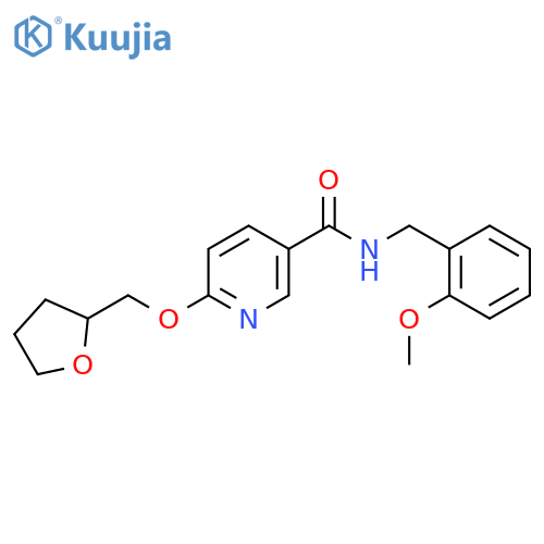 N-(2-methoxybenzyl)-6-((tetrahydrofuran-2-yl)methoxy)nicotinamide structure