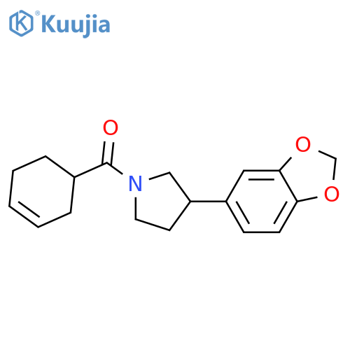 3-(2H-1,3-benzodioxol-5-yl)-1-(cyclohex-3-ene-1-carbonyl)pyrrolidine structure