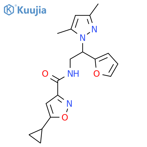 5-cyclopropyl-N-[2-(3,5-dimethyl-1H-pyrazol-1-yl)-2-(furan-2-yl)ethyl]-1,2-oxazole-3-carboxamide structure
