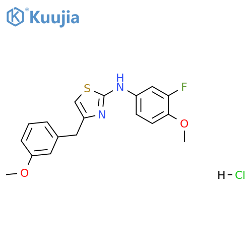 N-(3-fluoro-4-methoxyphenyl)-4-[(3-methoxyphenyl)methyl]-1,3-thiazol-2-amine:hydrochloride structure