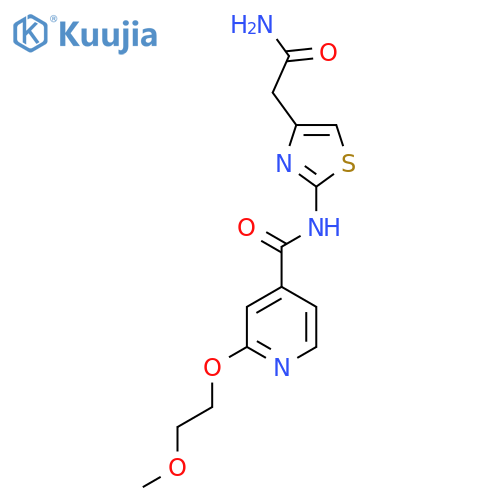 N-(4-(2-amino-2-oxoethyl)thiazol-2-yl)-2-(2-methoxyethoxy)isonicotinamide structure
