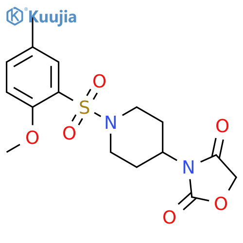3-[1-(2-methoxy-5-methylphenyl)sulfonylpiperidin-4-yl]-1,3-oxazolidine-2,4-dione structure