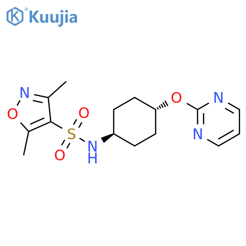 3,5-dimethyl-N-[(1r,4r)-4-(pyrimidin-2-yloxy)cyclohexyl]-1,2-oxazole-4-sulfonamide structure