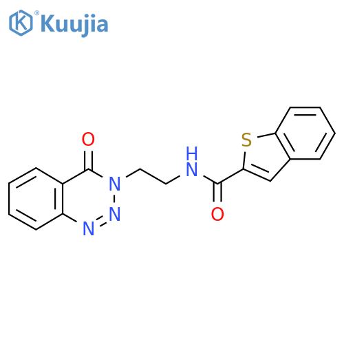 N-[2-(4-oxo-3,4-dihydro-1,2,3-benzotriazin-3-yl)ethyl]-1-benzothiophene-2-carboxamide structure