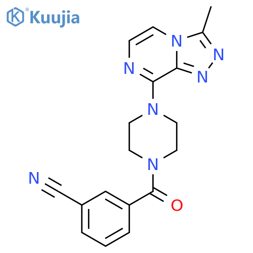 3-(4-{3-methyl-[1,2,4]triazolo[4,3-a]pyrazin-8-yl}piperazine-1-carbonyl)benzonitrile structure
