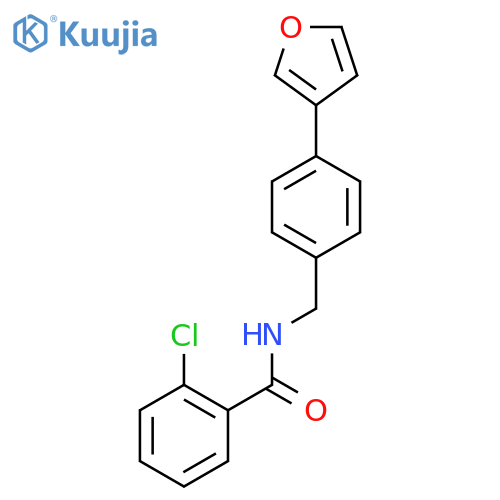 2-chloro-N-{4-(furan-3-yl)phenylmethyl}benzamide structure