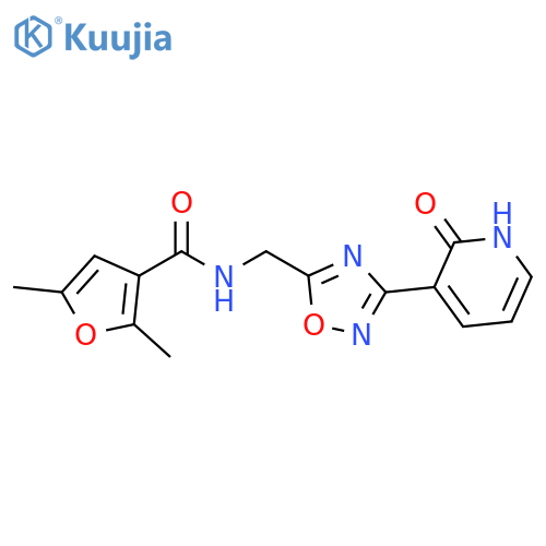 2,5-dimethyl-N-{[3-(2-oxo-1,2-dihydropyridin-3-yl)-1,2,4-oxadiazol-5-yl]methyl}furan-3-carboxamide structure