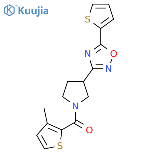 3-1-(3-methylthiophene-2-carbonyl)pyrrolidin-3-yl-5-(thiophen-2-yl)-1,2,4-oxadiazole structure