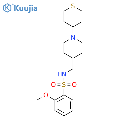 2-methoxy-N-((1-(tetrahydro-2H-thiopyran-4-yl)piperidin-4-yl)methyl)benzenesulfonamide structure