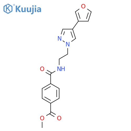 methyl 4-({2-[4-(furan-3-yl)-1H-pyrazol-1-yl]ethyl}carbamoyl)benzoate structure