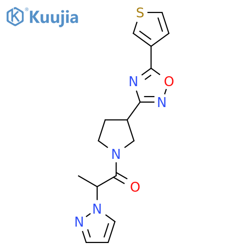 2-(1H-pyrazol-1-yl)-1-{3-5-(thiophen-3-yl)-1,2,4-oxadiazol-3-ylpyrrolidin-1-yl}propan-1-one structure