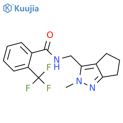 N-({2-methyl-2H,4H,5H,6H-cyclopentacpyrazol-3-yl}methyl)-2-(trifluoromethyl)benzamide structure