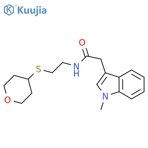 2-(1-methylindol-3-yl)-N-[2-(oxan-4-ylsulfanyl)ethyl]acetamide structure
