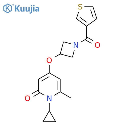 1-cyclopropyl-6-methyl-4-((1-(thiophene-3-carbonyl)azetidin-3-yl)oxy)pyridin-2(1H)-one structure