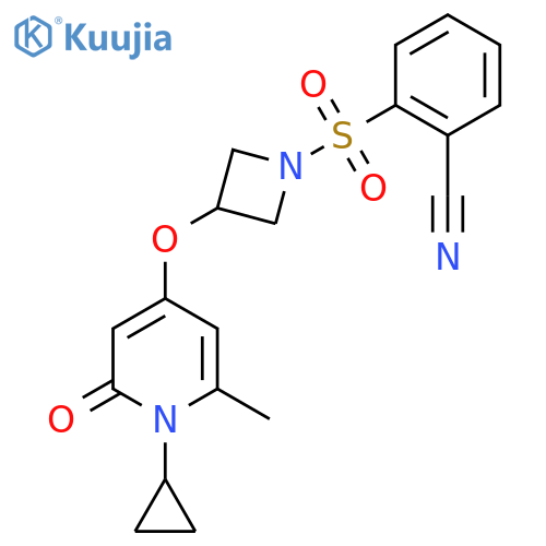 2-((3-((1-Cyclopropyl-6-methyl-2-oxo-1,2-dihydropyridin-4-yl)oxy)azetidin-1-yl)sulfonyl)benzonitrile structure