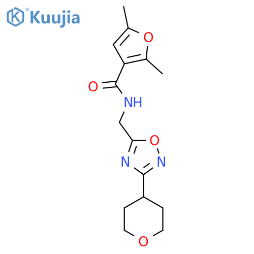 2,5-dimethyl-N-{3-(oxan-4-yl)-1,2,4-oxadiazol-5-ylmethyl}furan-3-carboxamide structure