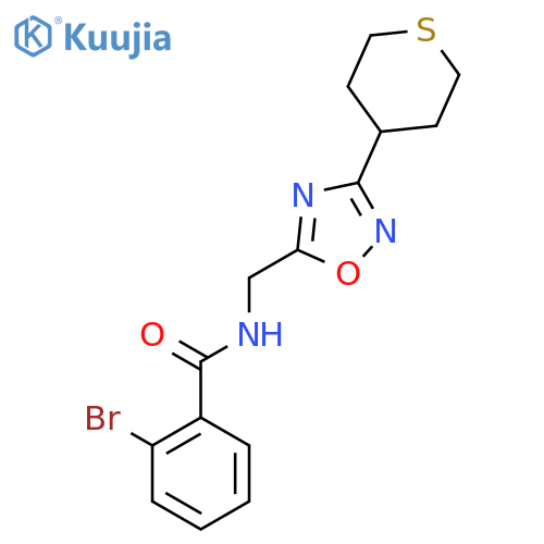 2-bromo-N-{3-(thian-4-yl)-1,2,4-oxadiazol-5-ylmethyl}benzamide structure